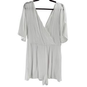 TRIXXI XXL 2X plus white belted lined faux wrap casual wide leg romper nwt  B57
